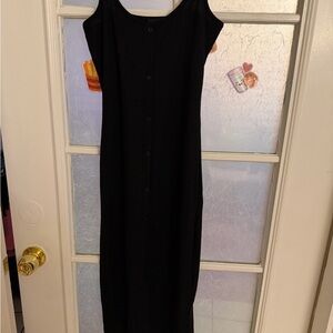 Streetwear Society Black Sleeveless Button-Front Maxi Dress